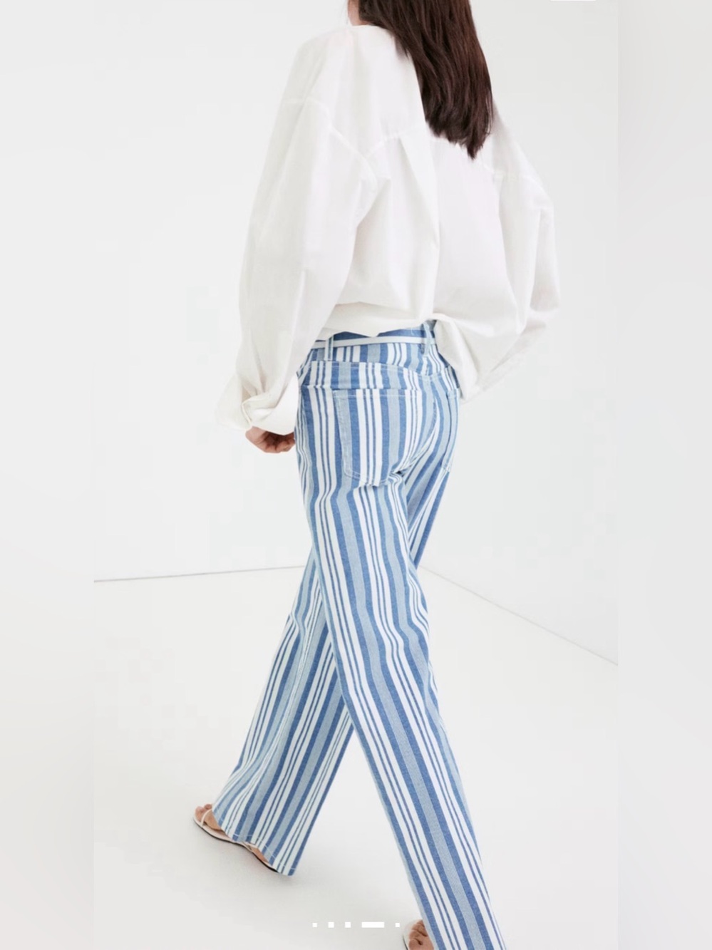 NEW MANGO MNG Straight Leg Striped Jean Cotton Full Length Mid Rise Waist 14